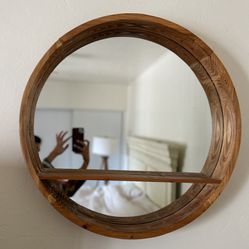 Wood Circular Mirror 27.5x27.5”