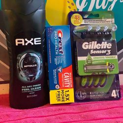 1-Men Body Wash 1-4 Disposable Razor 1-toothpaste All For $10