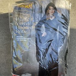 Black Velvet Hooded Robe