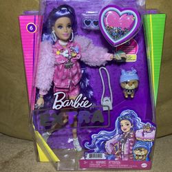 Barbie Extra Doll #6 In Teddy Bear Jacket With Pet Bulldog 