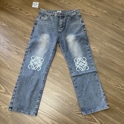Loewe Anagram Baggy Jeans In Denim Blue Size 32