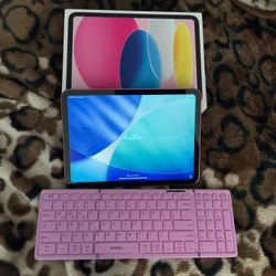 Apple iPad 10 Generation Includes Seenda Foldable Bluetooth Keyboard & Pink & Purple Marble Pattern Tablet Case