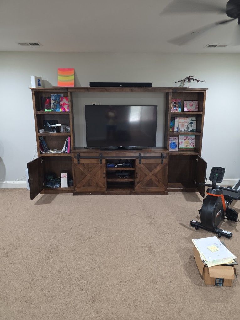 Entertainment Center with barn doors