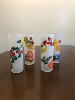 Vintage Federal Glass Fruit Highball Cocktail Glasses