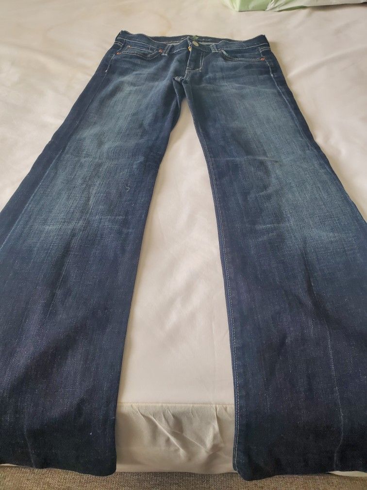 7 For all mankind dojo Flare Jeans white stitch rodeo U115380S-380S