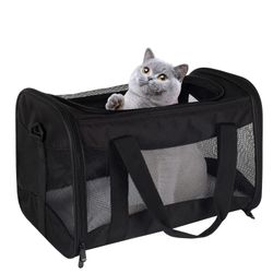 Cat Carrying Case - Pet Carrier Airline Approved, Protable And Breathable Pet Travel Carrier Removable Fleece Pad, Collapsible Cat Carrier Dog Carrier