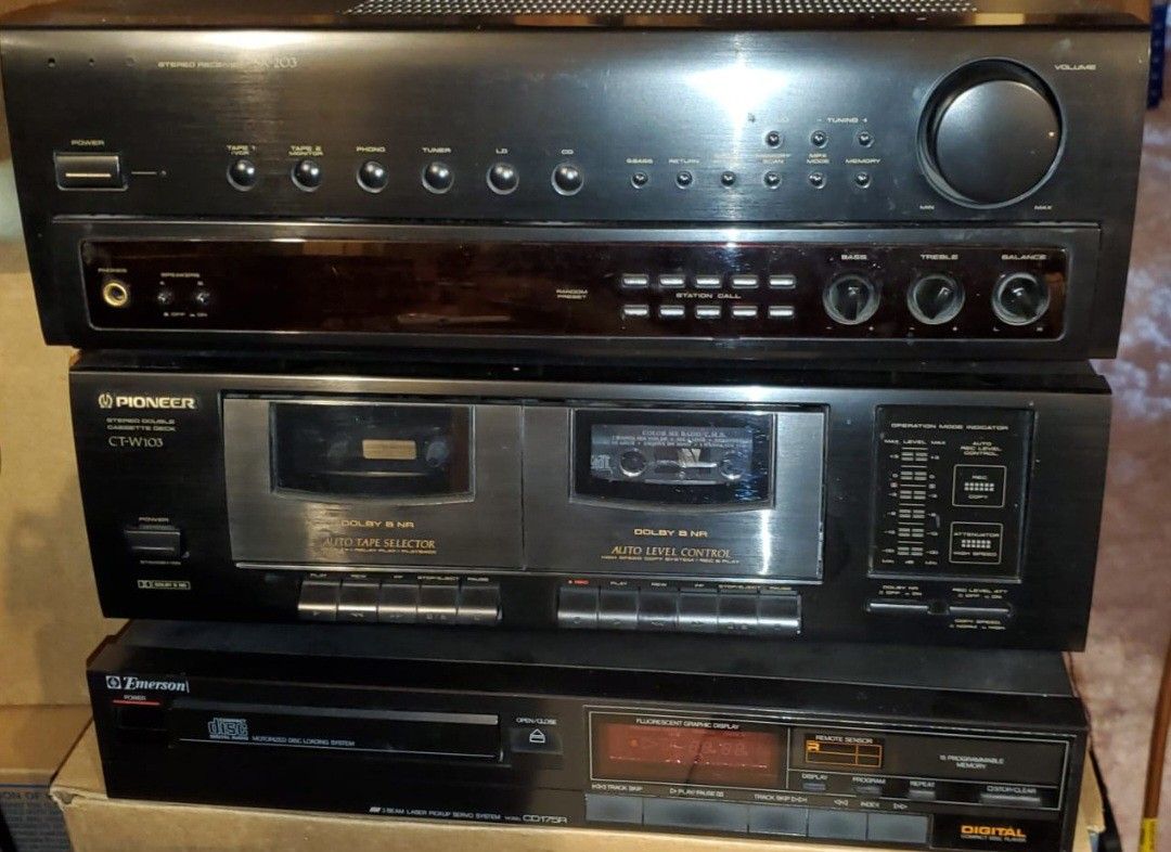 Stereo System With CD Player And Duel Cassette Player