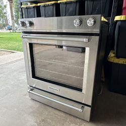 KitchenAid Slide-In Range – BRAND NEW, Never Used – Broken Front Glass (As-Is) 