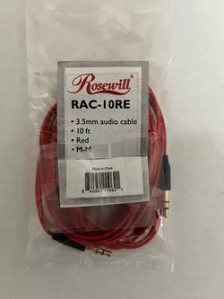 10 - Foot - Red - 3.5mm - Audio Cable - (New)