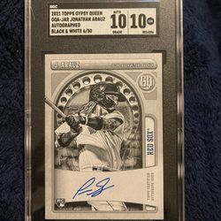 2021 TOPPS GYPSY QUEEN JONATHAN ARAUZ ON CARD AUTO BLACK AND WHITE /50