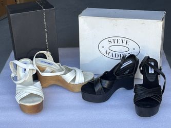 2 Pair-New/8.5 Sz Black & White 5 Inch  Heel Steve Madden Shoes