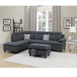 Gorgeous 3 Piece Sectional and Ottoman with Storage