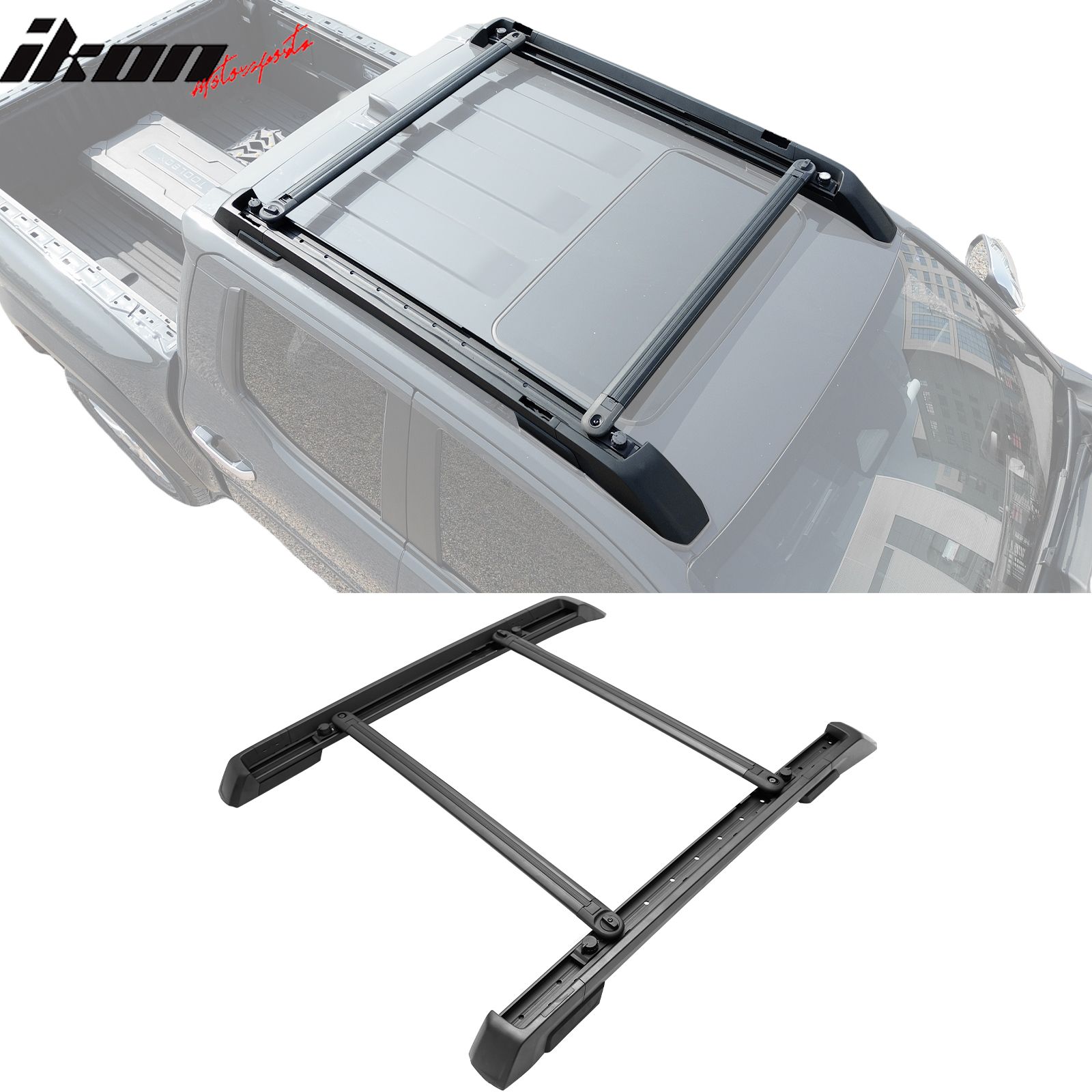 Fits 2024-2025 Toyota Tacoma Double Cab 4PCS Aluminum Roof Cross Bars w/ Slide Rail