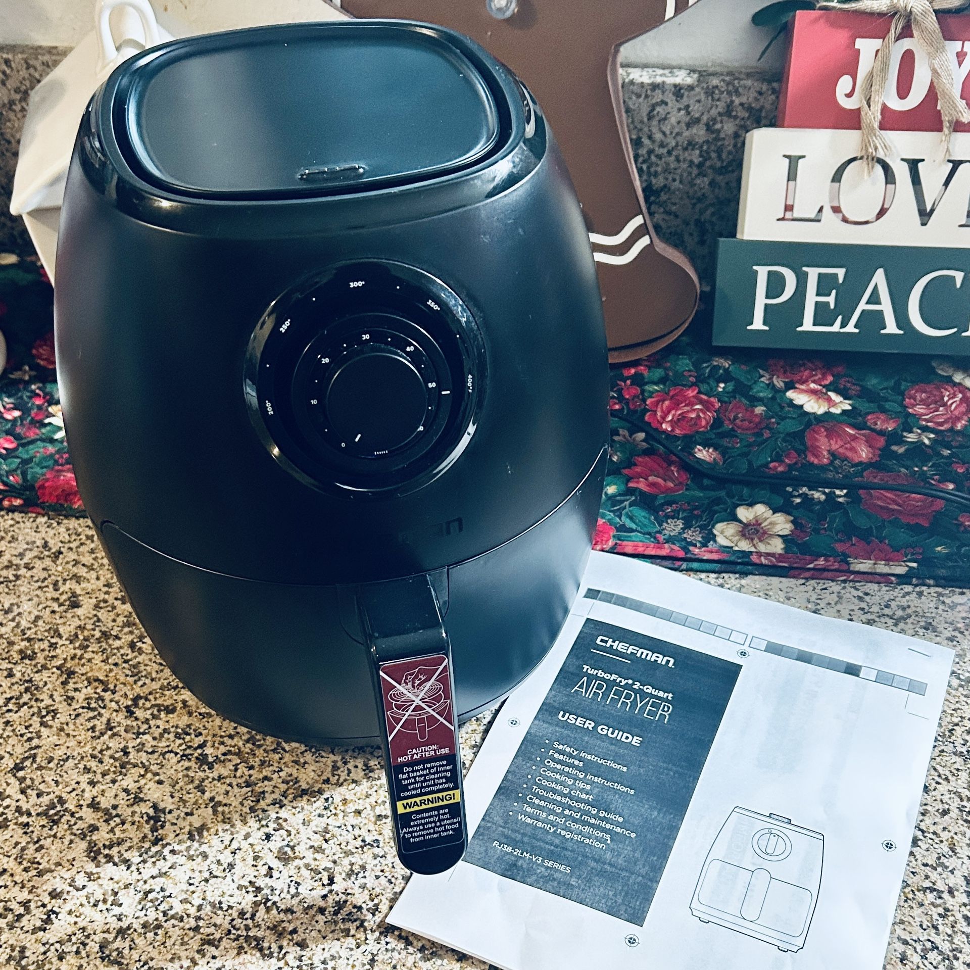 Chefman Air Fryer 3.6 Qt Dual Dial Control 60 minute timer