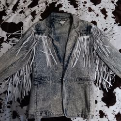 Vintage Fringe Denim Christina Jacket Size Small