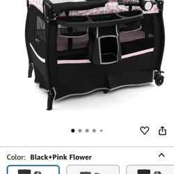 ONEY JOY Pack and Play, 4 in 1 Portable Baby Crib Playpen w/Bassinet, Changing Table, Canopy, Mattress, Music Box, Storage Bag, Foldable Pack and Play