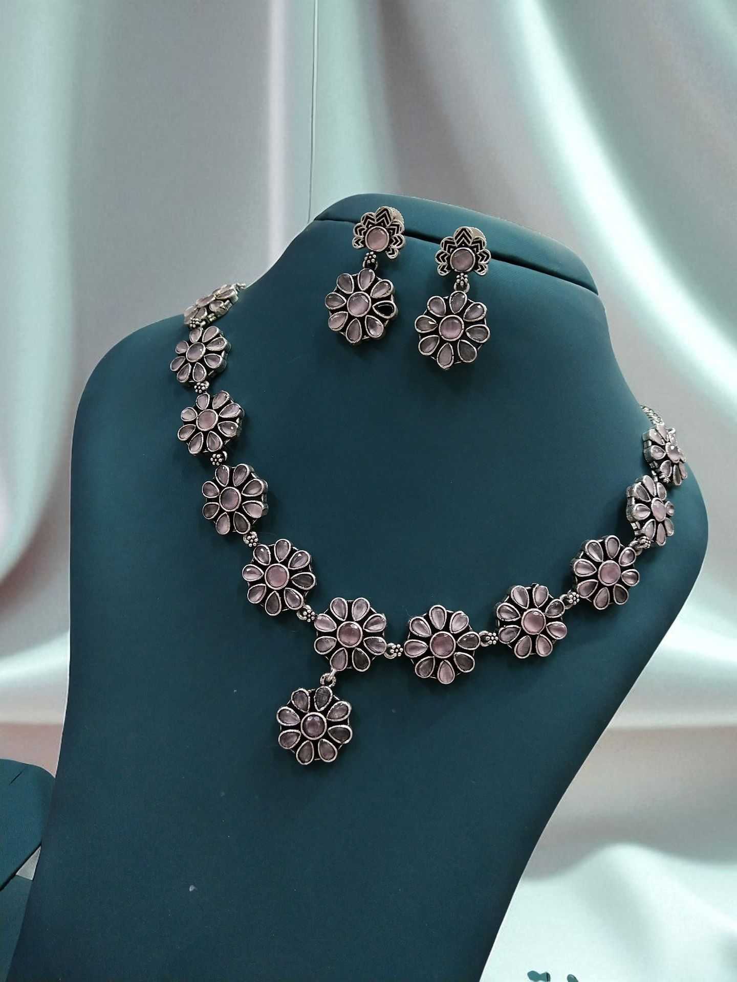 German Silver Fusion Stone Necklace