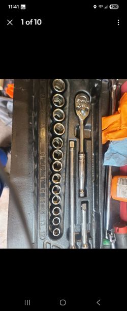 Snap On 17 Pcs General Service set, Rachet, Extensions and Sockets. 317AMMPC Missing Breaker Bar