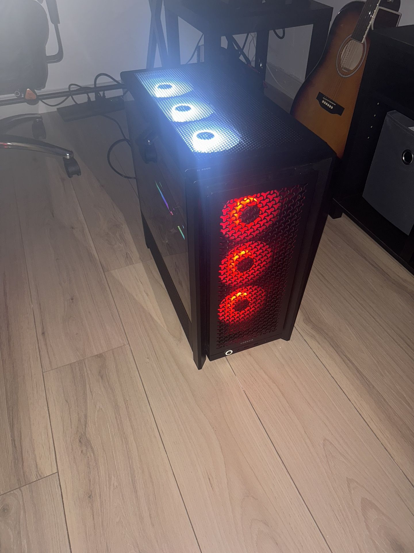 Fully Functional Gaming PC. RTX 3070 Strix/Ryzen 3800/1tb Nvme/ 32gb Ram/ 6 Corsair Fans/ Nzxt 360mm Water Cooler/ 800w PowerSupply Custom Power Cords