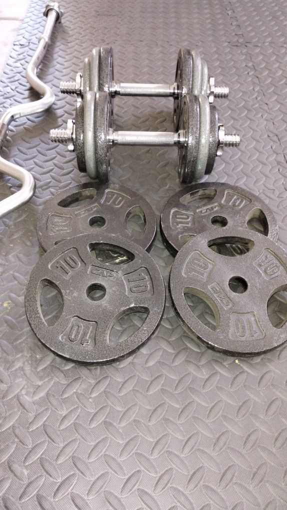 Curl Bar And Dumbbells