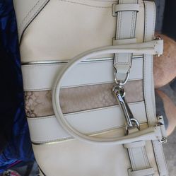 Coach Hampton signature canvas and leather satchel hand bag