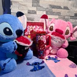 Stitch& Angel Plushies Blanket Included-$40 EACH.     Valentines Day 40oz Stanley -&40
