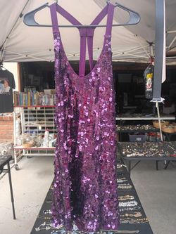 Vintage Forever 21 Plum Large Sequins Mini Babydoll Dress