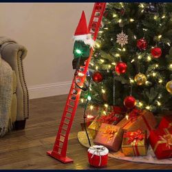 NEW 3 FOOT 7 INCH TALL Super Climbing Gnome With LED Lights, 15 Christmas Carols & Climbs Up/Down Ladder ‼️DISPLAY FOR REFERENCE, NEW UNOPENED📦‼️