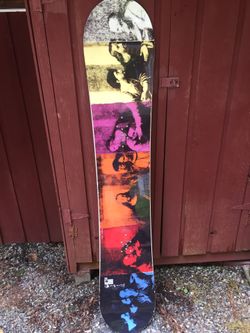 Burton Fragment 51 Snowboard, Andy Warhol $ print, step-in
