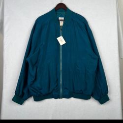 NWT VINTAGE RARE 80/90S ROBERT STOCK 100% SILK BOMBER JACKET SZ XL
