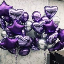 Purple and silver bouquet Balloons