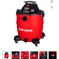 (BRAND NEW) CRAFTSMAN 16-Gallon 6 HP Corded Wet/Dry Shop Vacuum with Accessories
