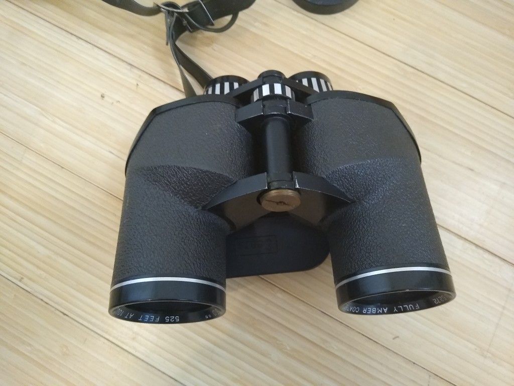 Vintage Sears Discoverer Binoculars 6272 Extra Wide Angle Amber