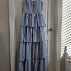 Long Tiered Ruffle Dress, Chiffon 
