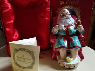 Waterford Holiday Heirlooms Santa Teatime Bell and Sleeping Santa Teapot.