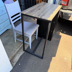Desk: 36" wide, 36" high, 19" deep chair included