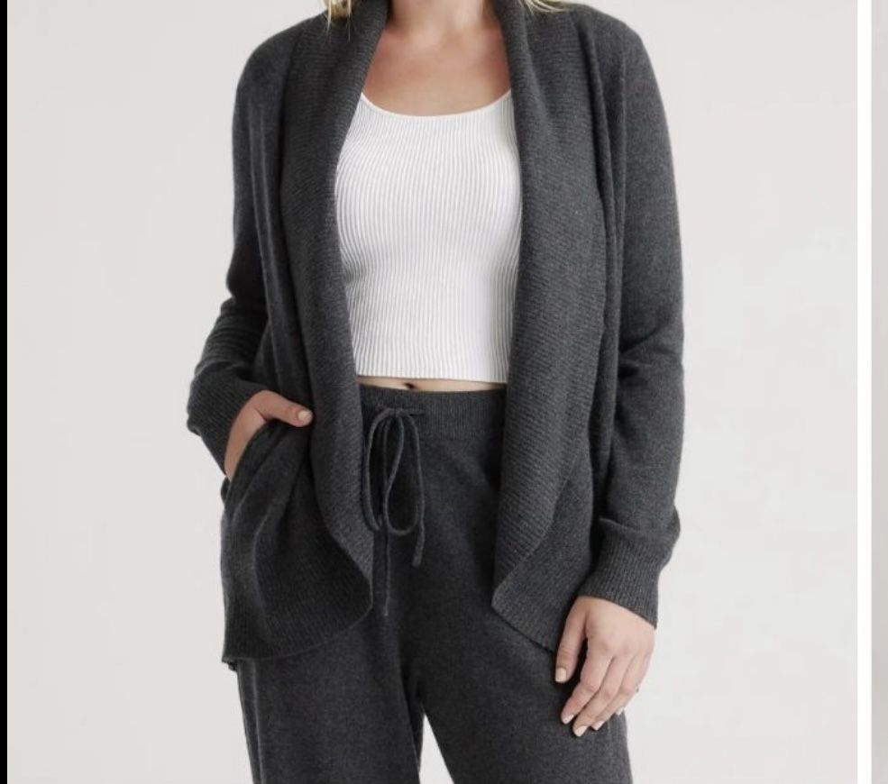 Quince Mongolian Cashmere Open Cardigan Sweater