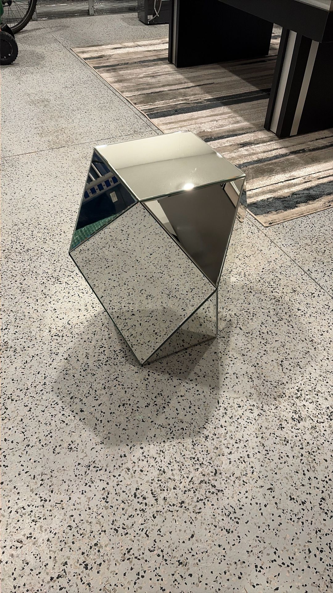 Mirrored Geometric End Table