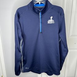 Nike Dri-Fit Seattle Seahawks Super Bowl XLVIII 1/4 Zip Pullover Jacket Team Apparel (Men’s Size Medium)