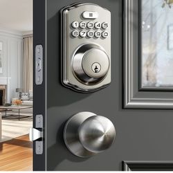 Veise Keyless Entry Door Lock with 2 Knobs, Electronic Backlit Keypad Deadbolt with Handle Set, Auto Lock, One-time Codes, Smart Deadbolt
