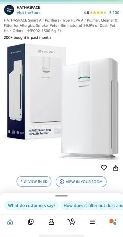 HATHASPACE Smart Air Purifiers - True HEPA Air Purifier, Cleaner & Filter for Allergies, Smoke, Pets