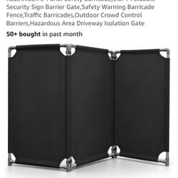3-Panel Safety Barricade,5.8FT Foldable Security Sign Barrier Gate