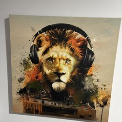 Lion DJ Canvas Wall Art 