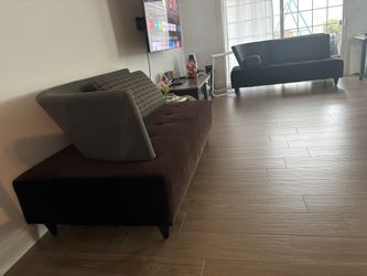Two 3 Seater Sofas -stylish and modern -Velvet Brown