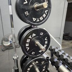 ⚫️ COMPLETE BUMPER PLATES WEIGHT SET PAIRS OF 45s, 35s, 25s,10s. ( BRAND NEW IN THE BOX)