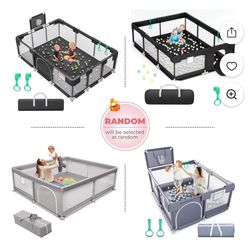 Baby Playpen, Random Color & Style – One Will Be Selected (Black/Dark Gray/Light Gray), Large Play Yard