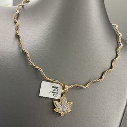 Gargantillas 14k Y Dije 14k Con Diamantes Real