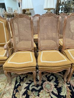Beautiful Set of 8 Antique French Provincial Louis XV. Style Cane High Back Dining Chairs🌷$30 Each