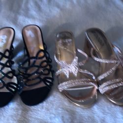 Tacones Negro Y Dorado Talla 5.5 Y 6 15 Por Los dos