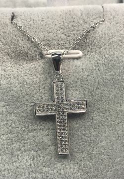 Sterling Silver CZ Cross Pendant with adjustable 16-18” Chain